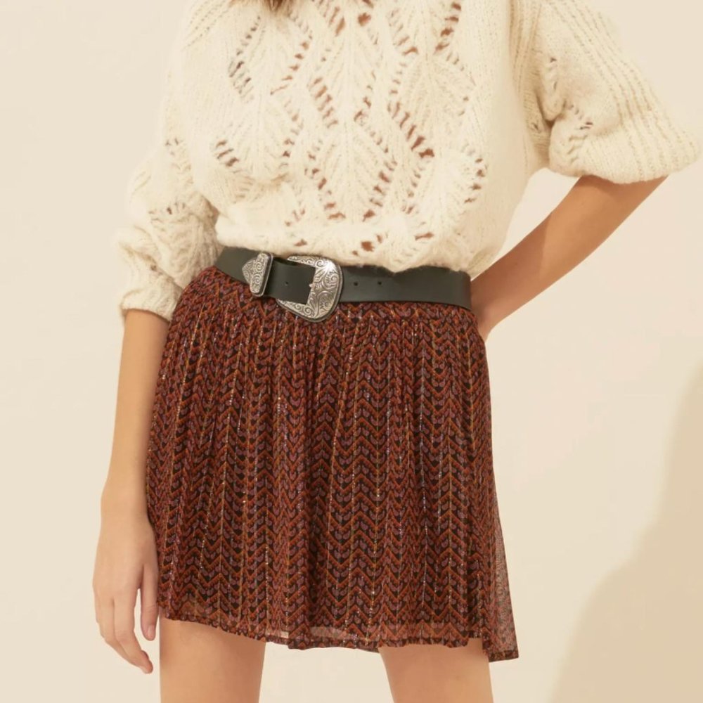 ba&sh Metallic Print Jupe West Skirt